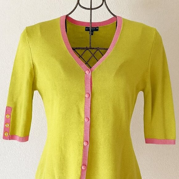 Good Clothes Sweaters - Good Clothes Cardigan 90s Y2K Vintage Silk Blend Green and Pink VNeck Small